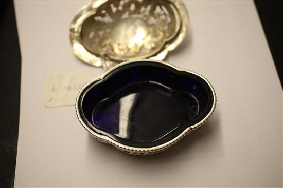 A late 19th/early 20th century Chinese pierced silver butter dish and cover, 4.5in.